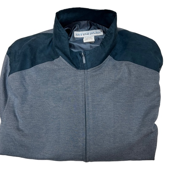 Irvine Park Zipper Light Jacket Steel Gray/Blue Faux Suede Shoulder & Neck Lined - Picture 11 of 11